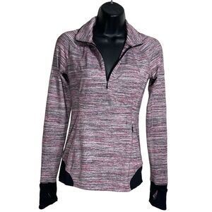 Lululemon Top Womens 2 Runderful Pullover 1/2 Zip Running Thumbholes Stretch